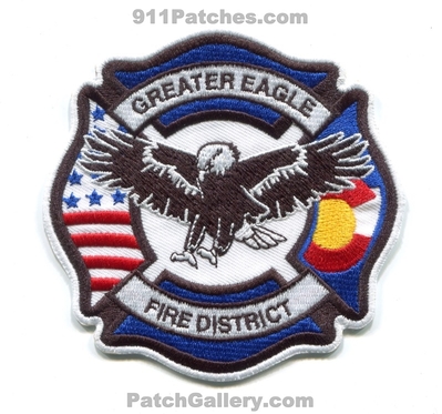 Greater Eagle Fire District Patch (Colorado)
[b]Scan From: Our Collection[/b]
Keywords: dist. department dept.