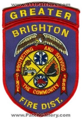 Brighton Fire District Patch (Colorado)
[b]Scan From: Our Collection[/b]
Keywords: greater dist.