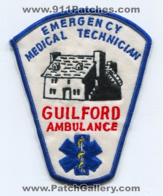 Guilford Ambulance Emergency Medical Technician EMT  Patch (Connecticut)
Scan By: PatchGallery.com
Keywords: ems