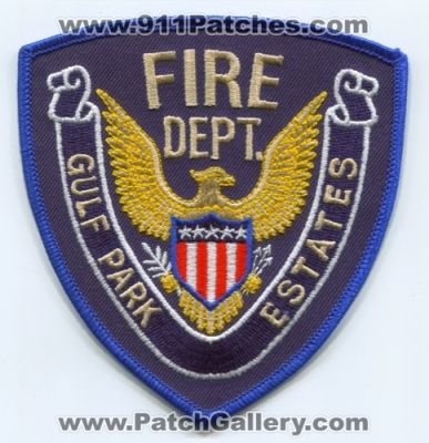 Gulf Park Estates Fire Department Patch (Mississippi)
Scan By: PatchGallery.com
Keywords: dept.