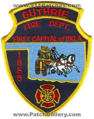 Guthrie Fire Department Patch (Oklahoma)
Scan By: PatchGallery.com
Keywords: dept. first capital of okla. 1889