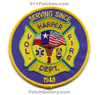 Harper Volunteer Fire Department Patch (Texas)
Scan By: PatchGallery.com
Keywords: vol. dept. serving since 1940