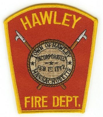 Hawley Fire Dept
Thanks to PaulsFirePatches.com for this scan.
Keywords: massachusetts department town of