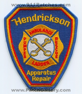Hendrickson Fire Rescue Equipment Apparatus Repair Patch (New York)
Scan By: PatchGallery.com
Keywords: ambulance ladder pumper mechanic