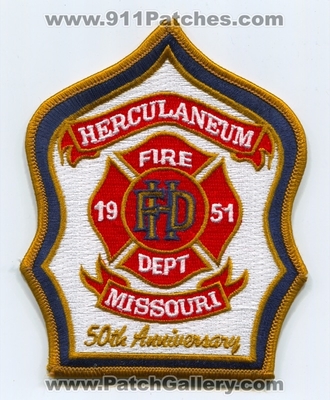 Herculaneum Fire Department 50th Anniversary Patch (Missouri)
Scan By: PatchGallery.com
Keywords: dept. 50 years 1951
