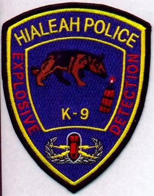 Hialeah Police K-9 Explosive Detection
Thanks to EmblemAndPatchSales.com for this scan.
Keywords: florida k9