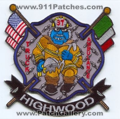 Highwood Fire Department Truck 37 Ambulance 37 Patch (Illinois)
Scan By: PatchGallery.com
Keywords: dept. company co. station