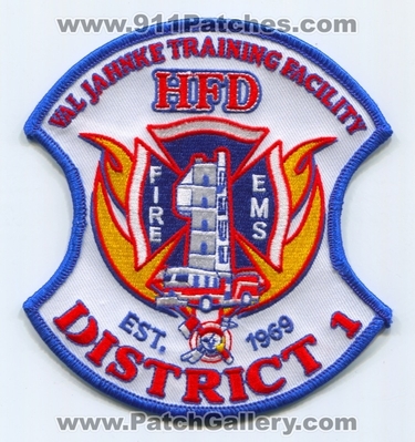 Houston Fire Department District 1 Patch (Texas)
Scan By: PatchGallery.com
Keywords: dept. hfd dist. ems company co. station est. 1969 val jahnke training facility