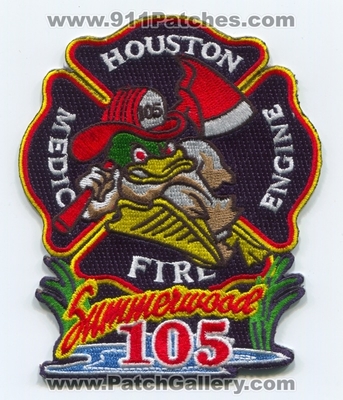 Houston Fire Department Station 105 Patch (Texas)
Scan By: PatchGallery.com
Keywords: Dept. HFD H.F.D. Engine Medic Company Co. Summerwood - Duck