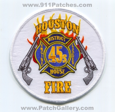 Houston Fire Department Station 45 Patch (Texas)
Scan By: PatchGallery.com
Keywords: Dept. HFD H.F.D. Engine Ladder District House Company Co. .45s - Guns Revolvers Pistols