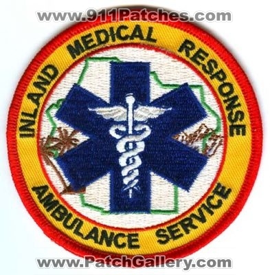Inland Medical Response Ambulance Service Patch (California)
[b]Scan From: Our Collection[/b]
Keywords: ems
