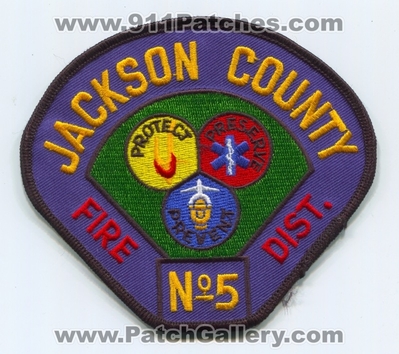 Jackson County Fire District 5 Patch (Oregon)
Scan By: PatchGallery.com
Keywords: co. dist. number no. #5 department dept. protect preserve prevent