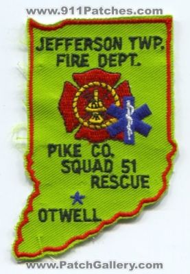 Jefferson Township Fire Department Pike County Squad 51 Rescue (Indiana)
Scan By: PatchGallery.com
Keywords: twp. dept. co. otwell