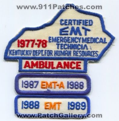 Kentucky State EMT Ambulance (Kentucky)
Scan By: PatchGallery.com
Keywords: ems certified department dept. for human resources emergency medical technician 1977-78 1987 EMT-A 1988 1989