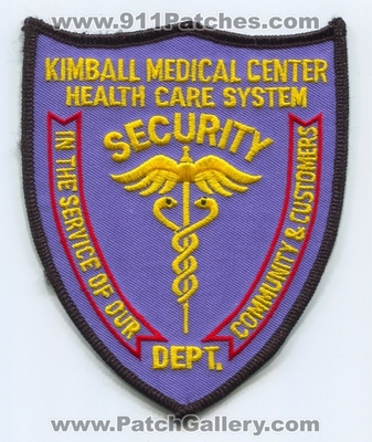 Kimball Medical Center Health Care System Security Department Patch (New Jersey)
Scan By: PatchGallery.com
Keywords: hospital dept.