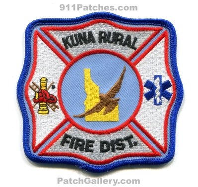 Kuna Rural Fire District Patch (Idaho)
Scan By: PatchGallery.com
Keywords: dist. department dept.