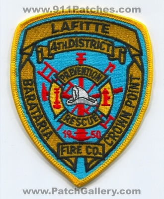 Lafitte Barataria Crown Point Fire Company 4th District Patch (Louisiana)
Scan By: PatchGallery.com
Keywords: co. dist. department dept. prevention rescue 1950