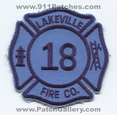 Lakeville Fire Company 18 Patch (Pennsylvania)
Scan By: PatchGallery.com
Keywords: co. number no. #18 department dept.