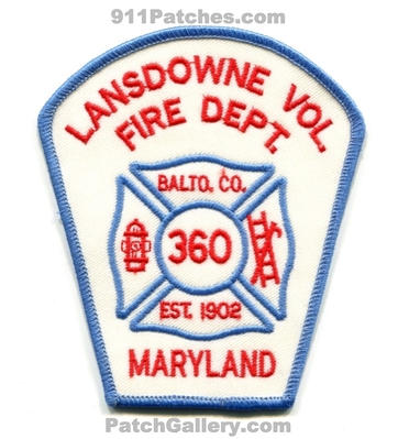 Lansdowne Volunteer Fire Department Baltimore County 360 Patch (Maryland)
Scan By: PatchGallery.com
Keywords: vol. dept. balto. co. est. 1902