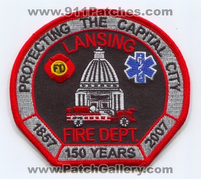 Lansing Fire Department 150 Years Patch (Michigan)
Scan By: PatchGallery.com
Keywords: dept. fd