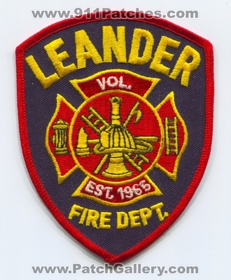 Leander Volunteer Fire Department Patch (Texas)
Scan By: PatchGallery.com
Keywords: vol. dept. est. 1965