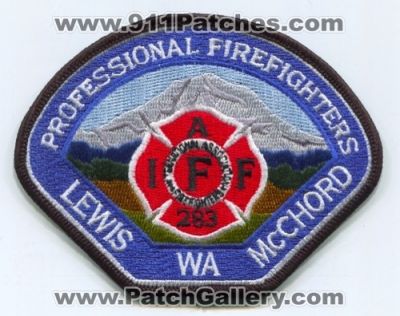 Lewis McChord Air Force Base AFB Fire Department IAFF Local 283 USAF Military Patch (Washington)
Scan By: PatchGallery.com
Keywords: a.f.b. dept. i.a.f.f. union professional firefighters
