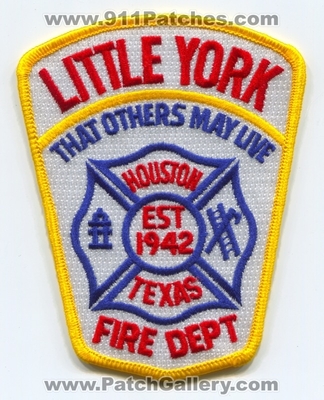 Little York Fire Department Patch (Texas)
Scan By: PatchGallery.com
Keywords: dept. houston