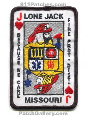 Lone Jack Fire Protection District Patch (Missouri)
Scan By: PatchGallery.com
Keywords: prot. dist. department dept. fd because we care