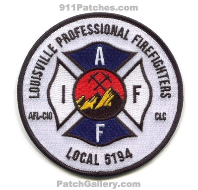 Louisville Fire Protection District IAFF Local 5194 Patch (Colorado)
[b]Scan From: Our Collection[/b]
[b]Patch Made By: 911Patches.com[/b]
Keywords: prot. dist. department dept. i.a.f.f. union professional firefighters afl-cio clc