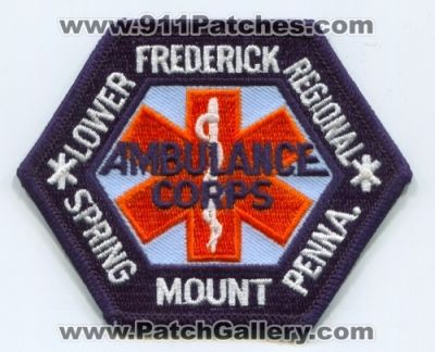 Lower Frederick Regional Ambulance Corps Patch (Pennsylvania)
Scan By: PatchGallery.com
Keywords: spring mount mt. penna.