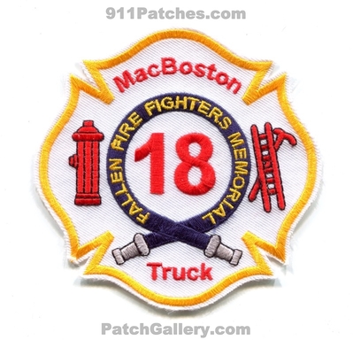 MacBoston 18 Truck Fallen Fire Fighters Memorial Patch (New York)
Scan By: PatchGallery.com
