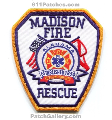 Madison Fire Rescue Department Patch (Alabama)
Scan By: PatchGallery.com
Keywords: dept. established 1854 because we remember