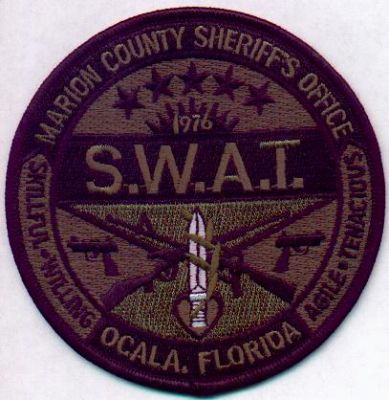 Marion County Sheriff's Office S.W.A.T.
Thanks to EmblemAndPatchSales.com for this scan.
Keywords: florida sheriffs swat ocala