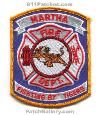 Martha Fire Department Patch (Oklahoma) (Confirmed)
Scan By: PatchGallery.com
Keywords: dept. fighting 87th tigers