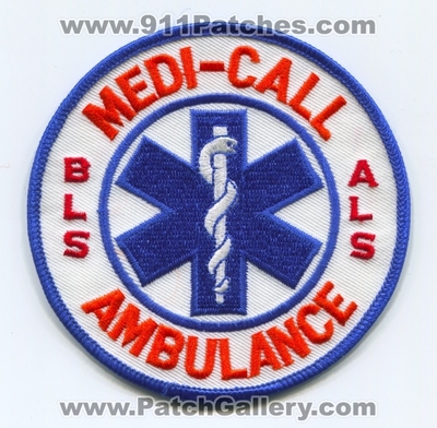 Medi-Call Ambulance ALS BLS Patch (UNKNOWN STATE)
Scan By: PatchGallery.com
Keywords: medicall advanced basic life support ems emt paramedic