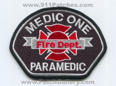 Medic One Fire Department Paramedic Patch (Washington)
Scan By: PatchGallery.com
Keywords: 1 dept. ems