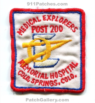 Memorial Hospital Colorado Springs Medical Explorers Post 200 Patch (Colorado)
[b]Scan From: Our Collection[/b]
Keywords: ems ambulance colo.