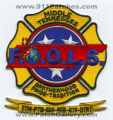 Middle Tennessee FOOLS Patch (Tennessee)
Scan By: PatchGallery.com
Keywords: fire department dept. f.o.o.l.s. fraternal order of leatherheads society brotherhood pride tradition ftm ptb egh rfb ktf dtrt