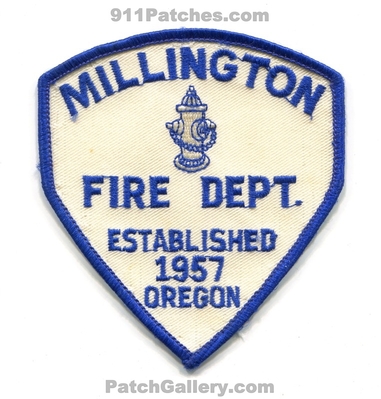 Millington Fire Department Patch (Oregon)
Scan By: PatchGallery.com
Keywords: dept. established 1957