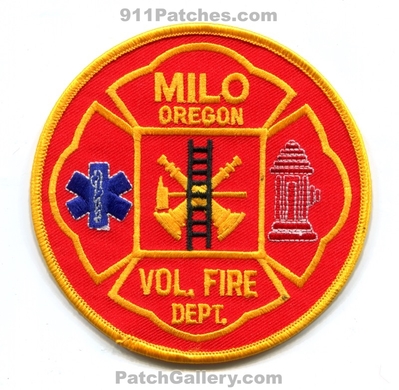 Milo Volunteer Fire Department Patch (Oregon)
Scan By: PatchGallery.com
Keywords: vol. dept.