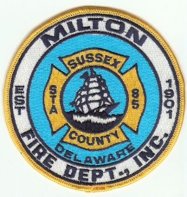 Milton Fire Dept Inc
Thanks to PaulsFirePatches.com for this scan.
Keywords: delaware sussex county station 85