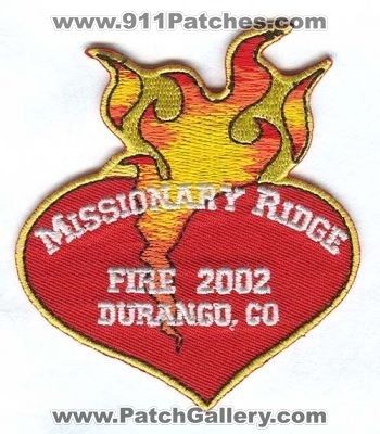 Missionary Ridge Fire 2002 Durango Forest Wildfire Wildland Patch (Colorado)
[b]Scan From: Our Collection[/b]
Keywords: department dept.