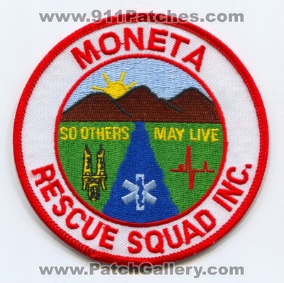 Moneta Rescue Squad Inc Patch (Virginia)
Scan By: PatchGallery.com
Keywords: inc. ems ambulance so others may live