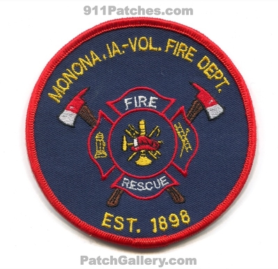 Monona Volunteer Fire Rescue Department Patch (Iowa)
Scan By: PatchGallery.com
Keywords: vol. dept. ia. est. 1898