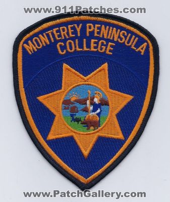 Monterey Penninsula College Police Department (California)
Thanks to PaulsFirePatches.com for this scan.
Keywords: dept.
