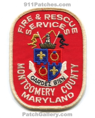 Montgomery County Fire and Rescue Services Patch (Maryland)
Scan By: PatchGallery.com
Keywords: co. & department dept. gardez bien