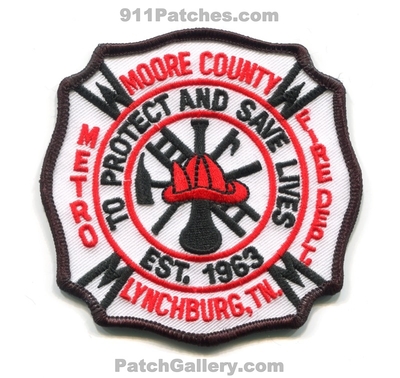 Metro Moore County Fire Department Lynchburg Patch (Tennessee)
Scan By: PatchGallery.com
Keywords: co. dept. to protect and save lives est. 1963