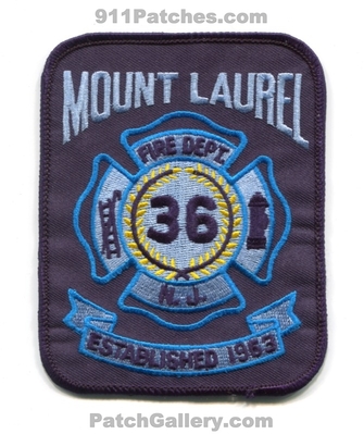 Mount Laurel Fire Department 36 Patch (New Jersey)
Scan By: PatchGallery.com
Keywords: mt. dept. established 1953