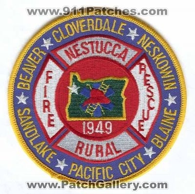 Nestucca Rural Fire Rescue Department Patch (Oregon)
[b]Scan From: Our Collection[/b]
Keywords: Cloverdale Neskowin Blaine Pacific City Sandlake Beaver