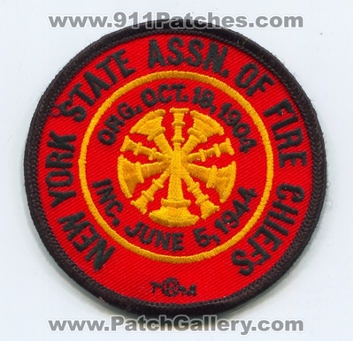 New York State Association of Fire Chiefs Patch (New York)
Scan By: PatchGallery.com
Keywords: assn. org. oct. 18, 1904 inc june 5, 1944